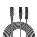 ND1180 - Cavo Audio XLR Bilanciato | Maschio a 3 Pin XLR - 2x Femmina a 3 Pin XLR | 1.5 m | Grigio - Cavi Audio Video