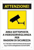 WB1919 - Cartello segnaletico area videosorvegliata 20x30cm - Segnaletica