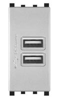 EL1346 - Alimentatore doppia presa USB 90-265V output 5V 2A grigio compatibile Vimar Plana - Compatibile Vimar Plana