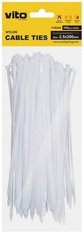 EL2569 - Fascette fermacavi autobloccanti bianche 2.5X200mm - 100 pezzi - Fascette