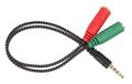 A1609 - Adattatore audio telato 20cm 1x jack 3.5mm maschio 2x jack 3.5mm femmina microfono-cuffie -  Adattatori Audio e Video
