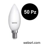 5128-50 - 50 Pezzi - Lampada LED C37 5W attacco E14 candela - luce calda - SERIE LUNA - Lampade LED