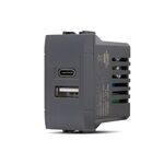 EL4195 - Doppia presa USB USB A - USB tipo C 5V 2.4A nero compatibile Living International - Compatibile Living International