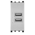 EL1346 - Alimentatore doppia presa USB 90-265V output 5V 2A grigio compatibile Vimar Plana - Compatibile Vimar Plana
