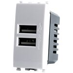 EL1982 - Alimentatore doppia presa USB 5V 2A 4.5x2x4.5cm Bianco compatibile Vimar Plana - Compatibile Vimar Plana