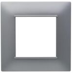 EL2538 - Placca 2 posti argento Soft Touch compatibile Vimar Plana - Compatibile Living International