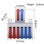 F1512 - Morsettiera 2 INPUT / 6 OUTPUT  0.08-4.0mm² - Morsetti