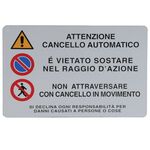 WB1884 - Cartello segnaletico per cancello automatico 30x20cm - Segnaletica