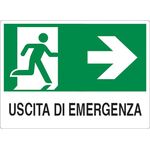 WB2018 - Cartello segnaletico uscita di emergenza con freccia a destra 30x20cm - Segnaletica