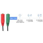 A1609 - Adattatore audio telato 20cm 1x jack 3.5mm maschio 2x jack 3.5mm femmina microfono-cuffie -  Adattatori Audio e Video