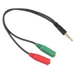 A1609 - Adattatore audio telato 20cm 1x jack 3.5mm maschio 2x jack 3.5mm femmina microfono-cuffie -  Adattatori Audio e Video
