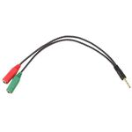 A1609 - Adattatore audio telato 20cm 1x jack 3.5mm maschio 2x jack 3.5mm femmina microfono-cuffie -  Adattatori Audio e Video