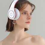 F4065 - Cuffie ad archetto Bluetooth con ingresso scheda SD rosse e bianche KSC-728 - Cuffie