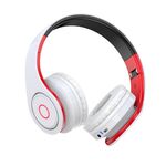 F4065 - Cuffie ad archetto Bluetooth con ingresso scheda SD rosse e bianche KSC-728 - Cuffie