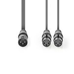 ND1180 - Cavo Audio XLR Bilanciato | Maschio a 3 Pin XLR - 2x Femmina a 3 Pin XLR | 1.5 m | Grigio - Cavi Audio Video