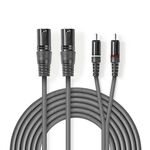 ND3270 - Cavo Audio XLR 2x Maschio a 3 Pin XLR 2x Maschio RCA 3m Grigio - Cavi Audio Video