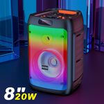 KSC-829 - Cassa acustica portatile ricaricabile 8" 20W Luce LED Bluetooth/USB - Casse Acustiche