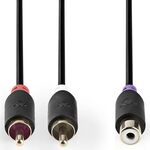 ND1200 - Cavo audio stereo 2x RCA maschio-RCA femmina placcato oro 20cm - Cavi Audio Video