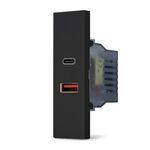 08850 - Doppia presa caricabatteria USB A e USB C 5V 2,4A nero linea ZEN - Linea ZEN