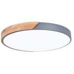 B7987 - Plafoniera LED rotonda da soffitto effetto legno 40 cm grigia 24W 3CCT - Illuminazione da Interno
