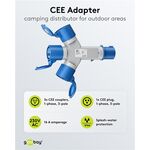 F1084 - Adattatore CEE blu da campeggio con spina 16A e 3 prese CEE 230V IP44 - Connettività