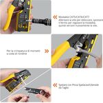 Z959 - Pinza crimpatrice RJ45 pass through CAT5 CAT6 CAT6A CAT7 gialla - Attrezzi e utensili