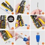 Z959 - Pinza crimpatrice RJ45 pass through CAT5 CAT6 CAT6A CAT7 gialla - Attrezzi e utensili